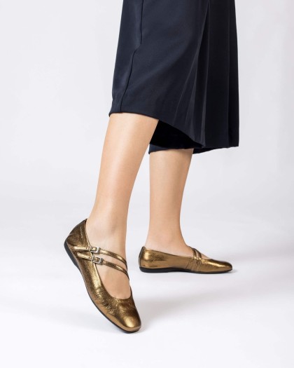 Wonders.com | Gold EIDER ballet flat A-86110 MIMOSA