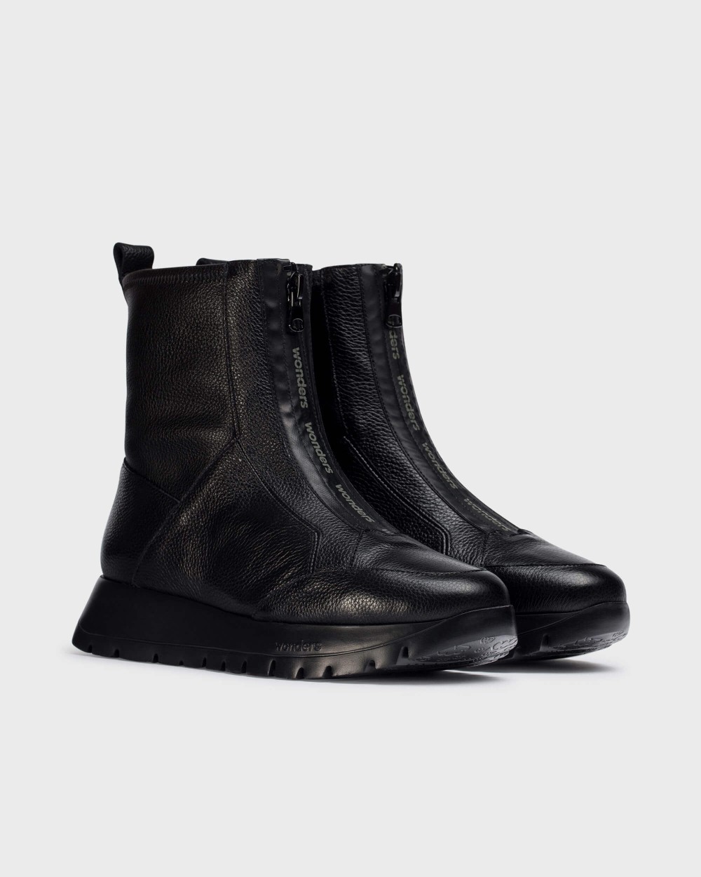 Wonders Black Kid: Stivaletto Alla Caviglia In Pelle E Lycra – Tacco 7 Cm – Suola WondersFly