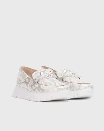 Wonders.com | White ROSE Moccasin A-2444 SILVER