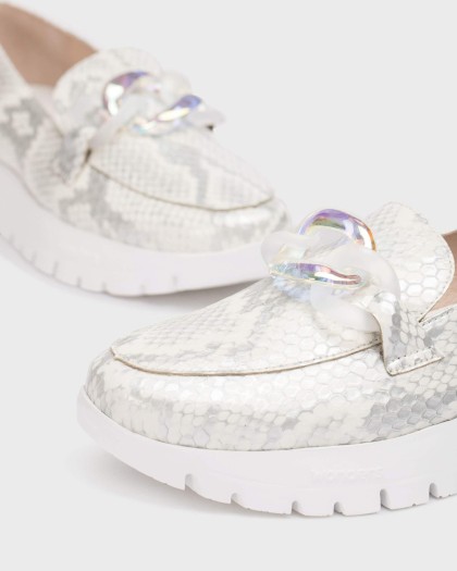 Wonders.com | White ROSE Moccasin A-2444 SILVER