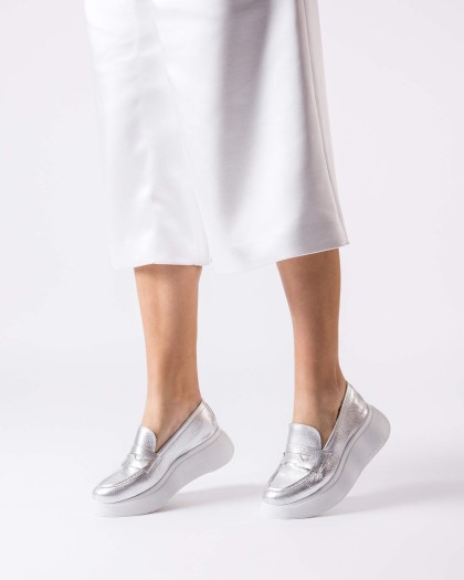 Wonders.com | Silver ESTELA Loafers A-3623 MAX