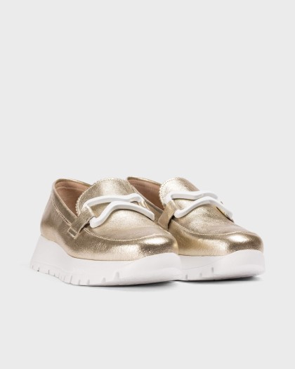 Wonders.com | Gold AURA Loafers A-2480 SOFT METAL