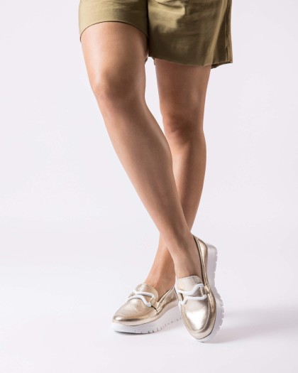 Wonders.com | Gold AURA Loafers A-2480 SOFT METAL