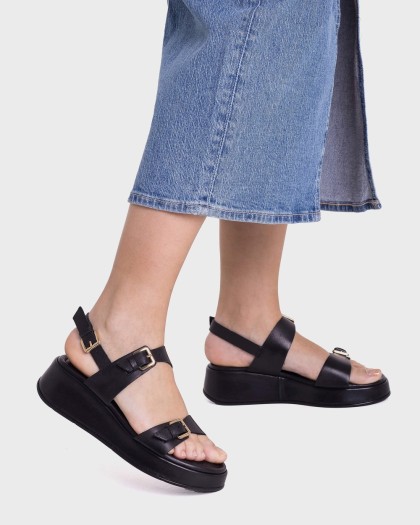 Wonders.com | Sandalias YUNA 57 Negras AT-1057 SHEEP