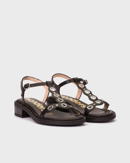 Wonders.com | Sandalias JANET 12 Negras B-9613 TOKAT