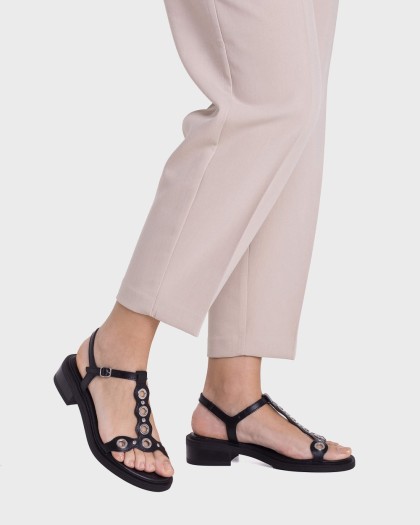 Wonders.com | Sandalias JANET 12 Negras B-9613 TOKAT