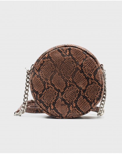 Circular handbag with crossbody strap