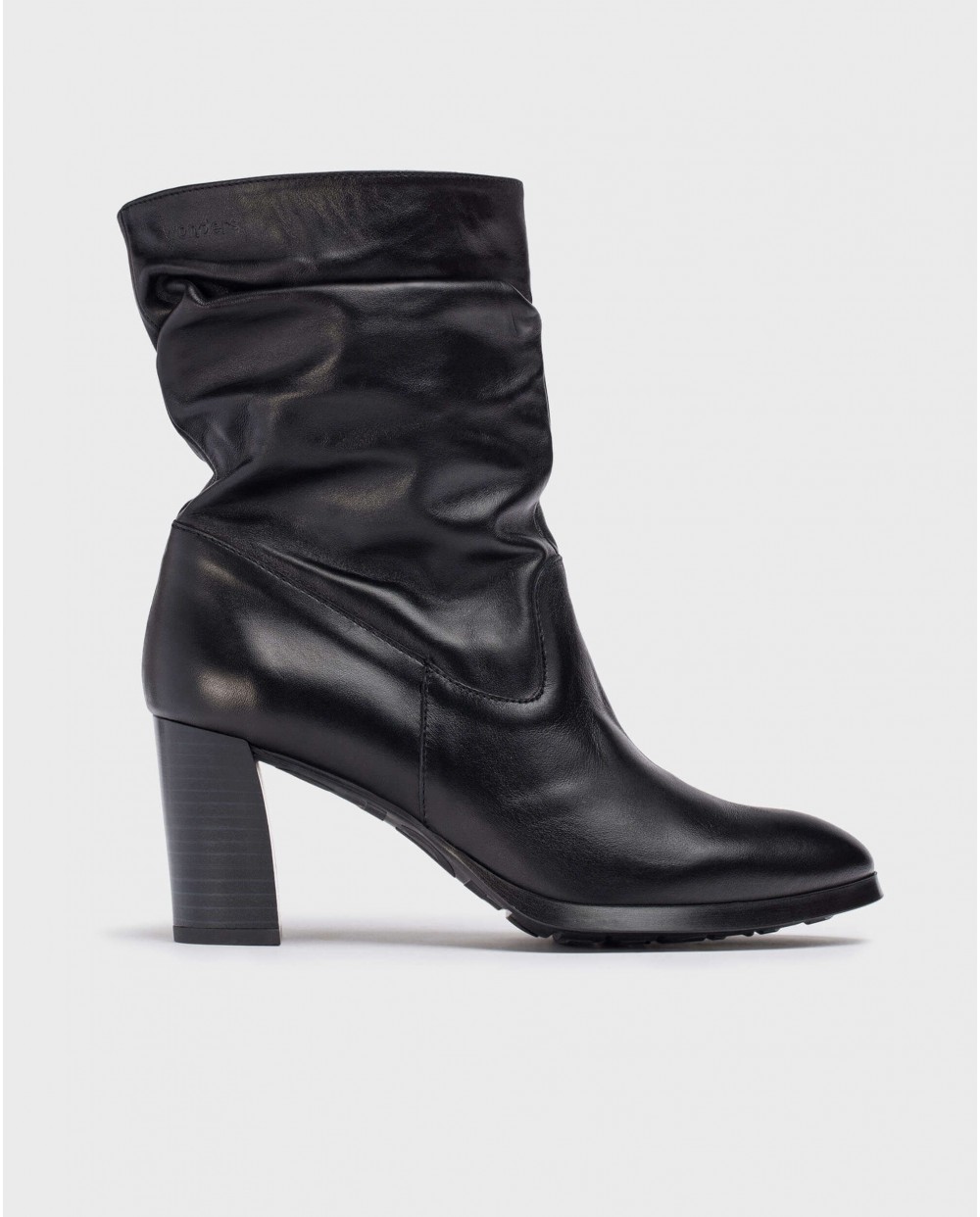 Black WRINKLED Ankle Boot