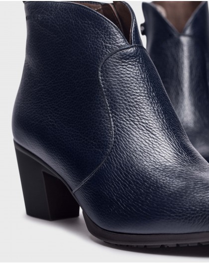 Blue smooth leather ankle boot