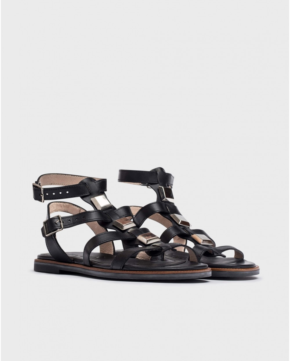 Black Olimpia flat sandals