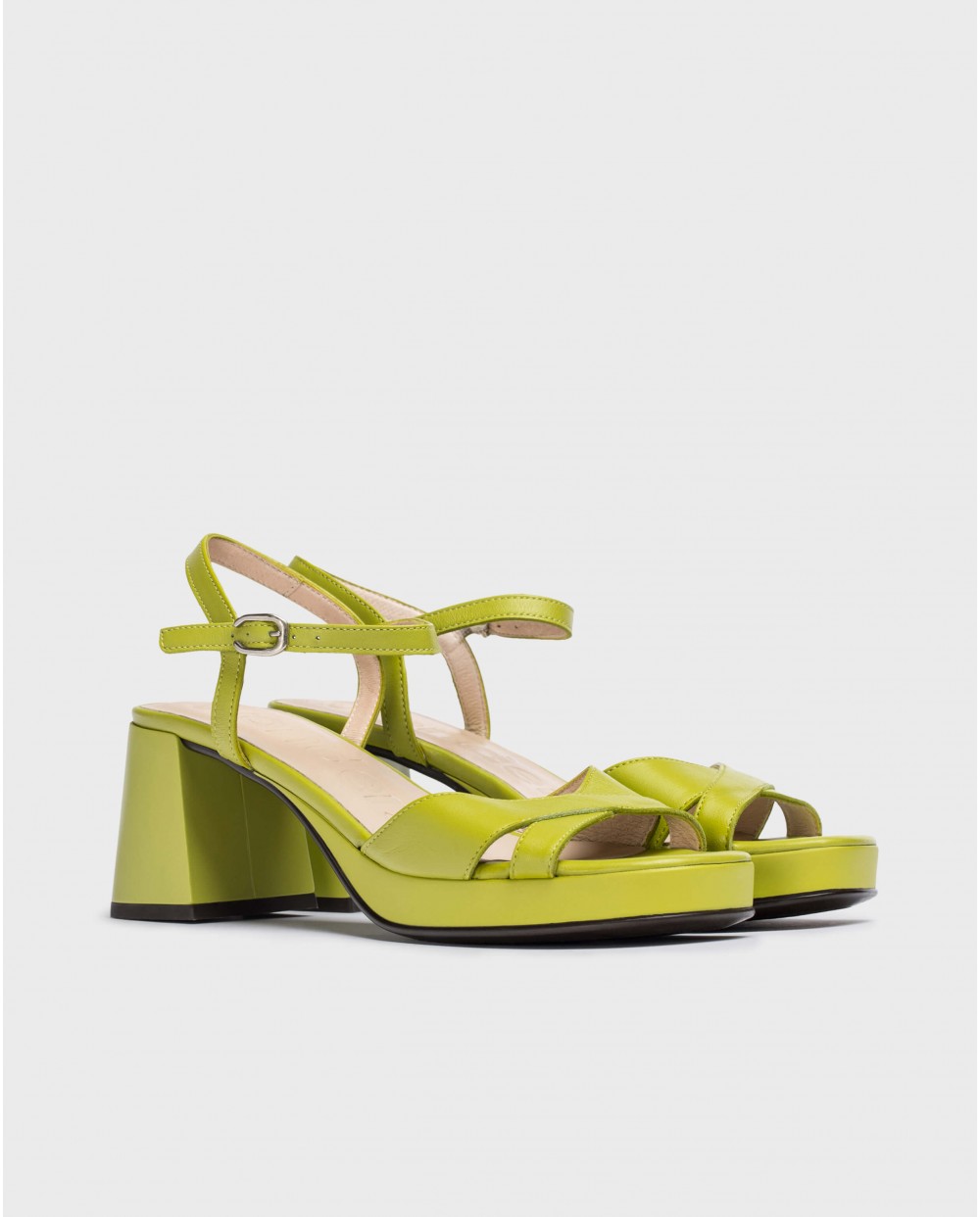 Green Lola heeled sandals