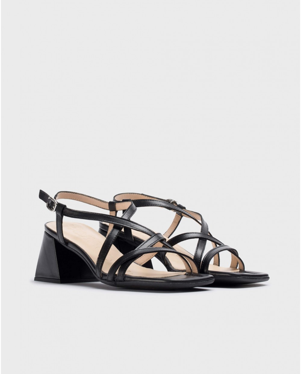 Black Sofia heeled sandals