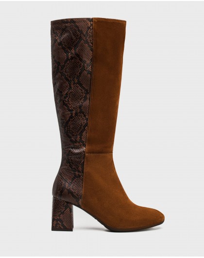 Wonders-Outlet-Bi-leather boot with animal print