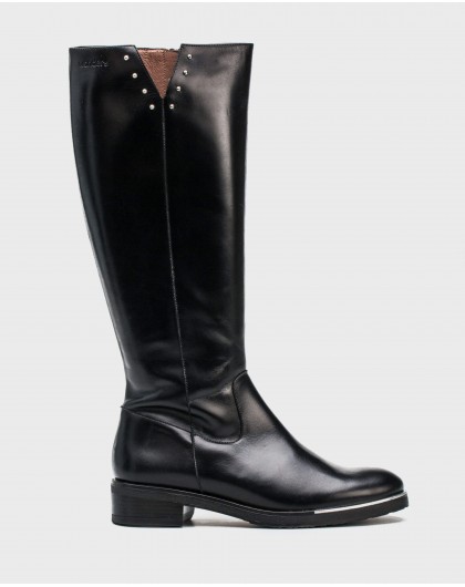 Wonders-Outlet-Leather boot with metallic detail