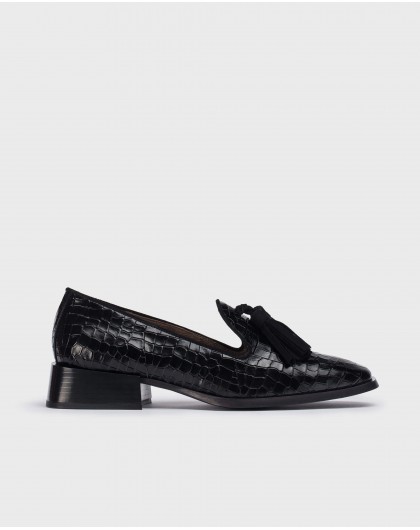 Wonders-Flat Shoes-Black Manolo Moccasin