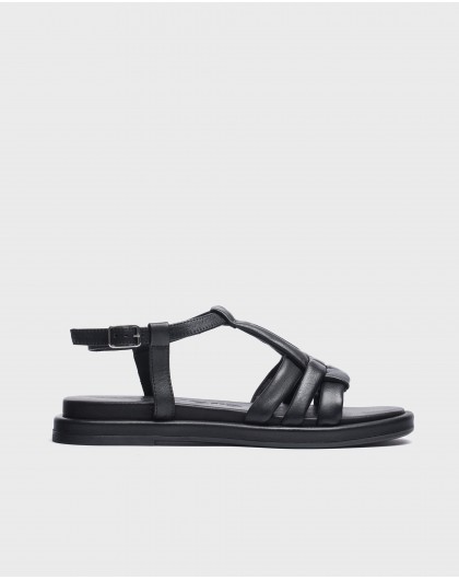 Wonders-Flat Shoes-Black Luna Sandal