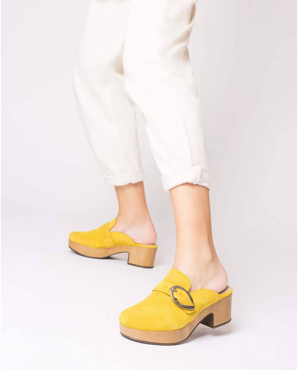 Wonders-Zapatos de mujer-Zueco SLOW Amarillo