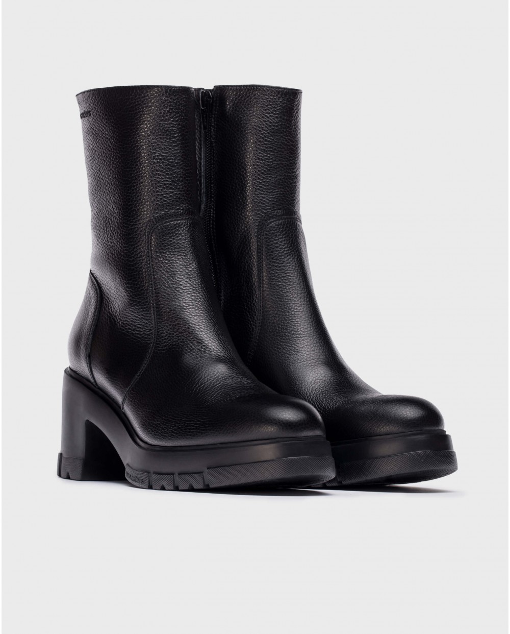 Black combat leather ankle boot
