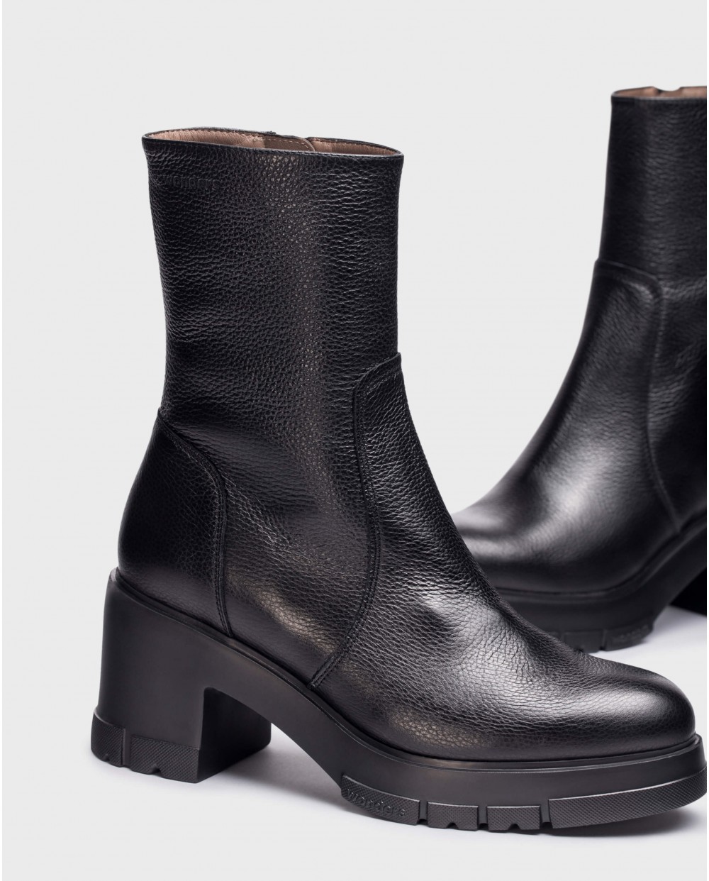Black combat leather ankle boot