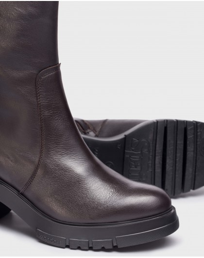 Brown combat leather ankle boot
