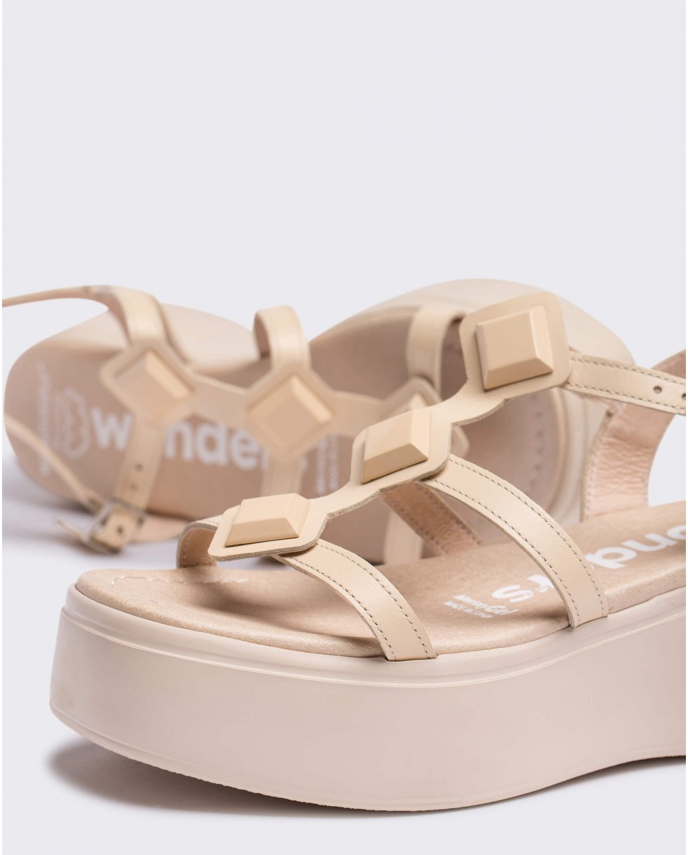 Wonders-Zapatos de mujer-Sandalias con plataforma CAROLINA Natural