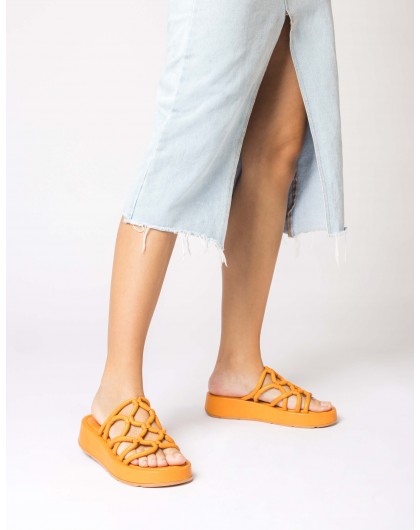 Wonders-Flat Shoes-Orange Eladia platform sandals