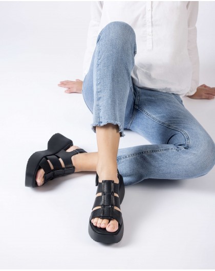 Wonders-Women shoes-Black NORA sandals