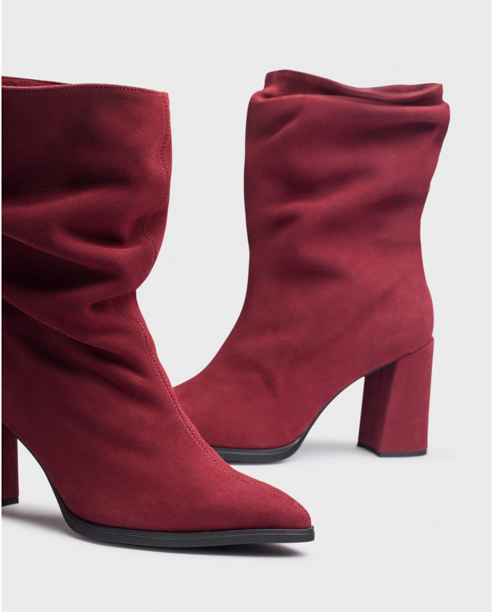 Wonders-Ankle Boots-Red SALMA Ruched Booties