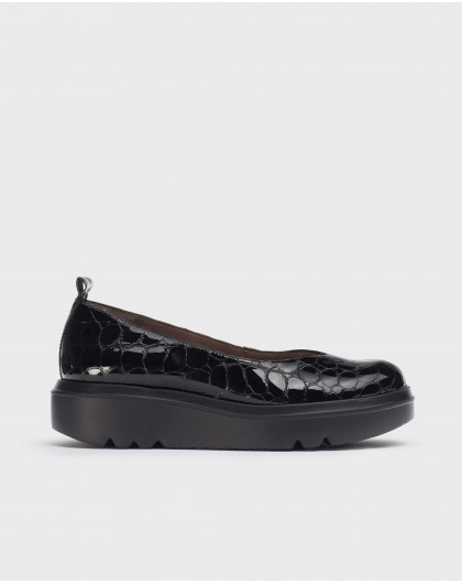 Wonders-Flat Shoes-Black Lewis Moccasin