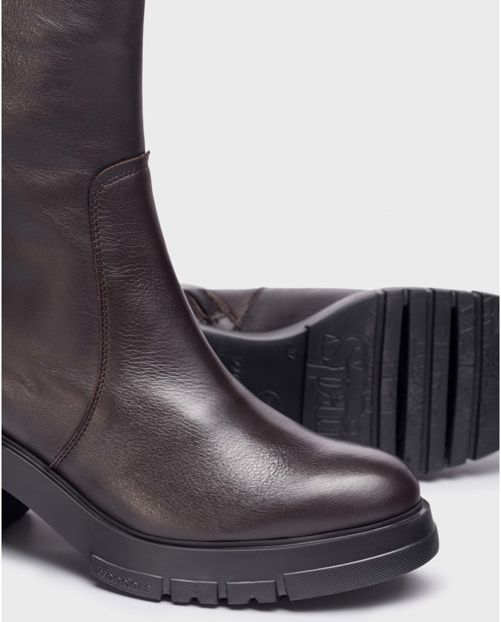 Brown combat leather ankle boot
