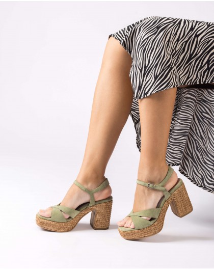 Wonders-Heels-Green Giorgia sandals