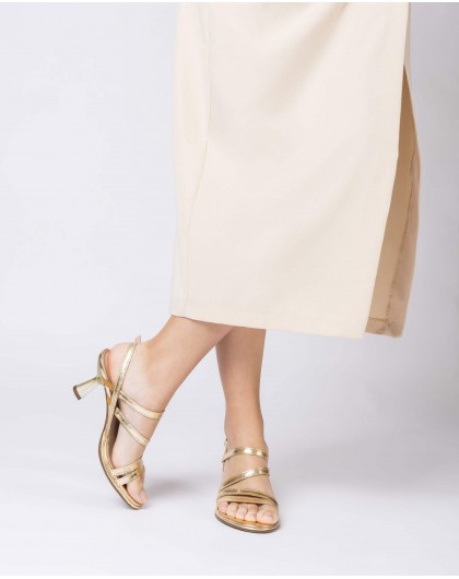 Wonders-Women shoes-Gold Nora heeled sandals