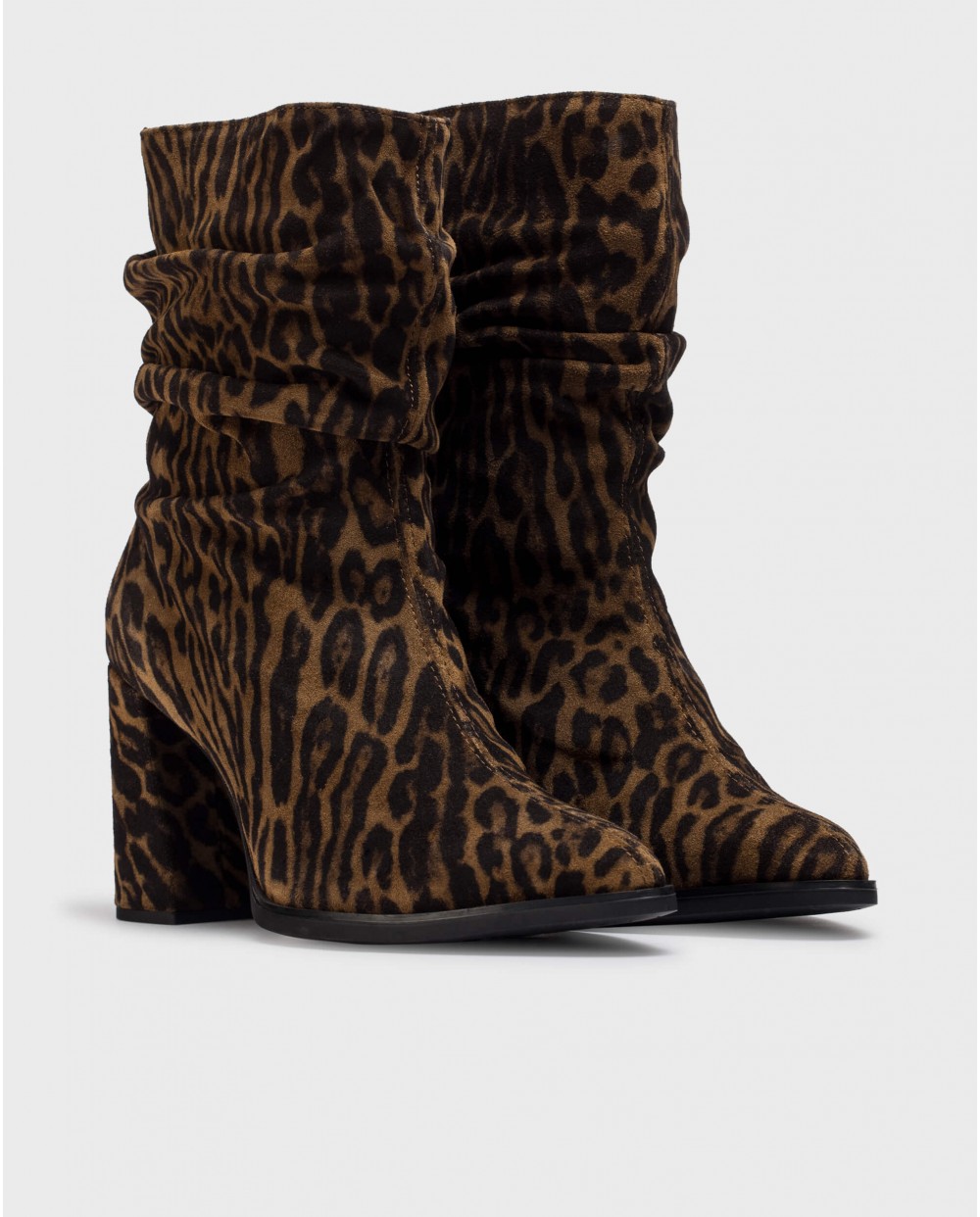 Wonders-Ankle Boots-Animal Print SALMA Ruched Booties