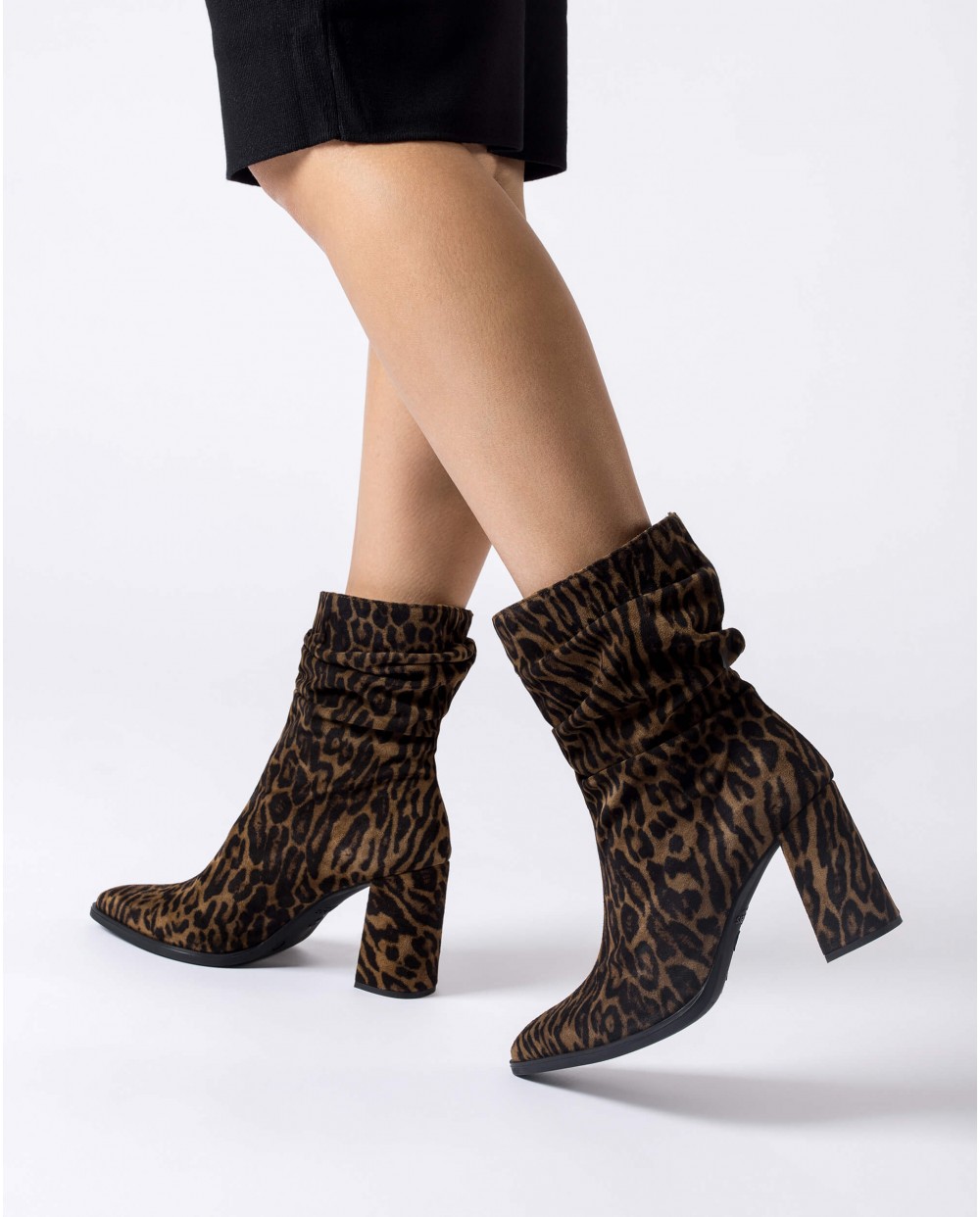 Wonders-Ankle Boots-Animal Print SALMA Ruched Booties