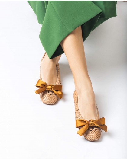 Wonders-Zapatos de mujer-Bailarina BOW Camel