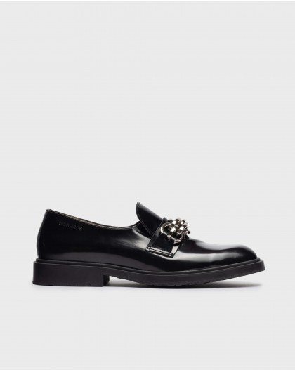 Wonders-Flat Shoes-Black Suri Moccasin