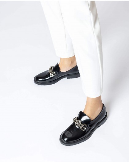 Wonders-Flat Shoes-Black Suri Moccasin