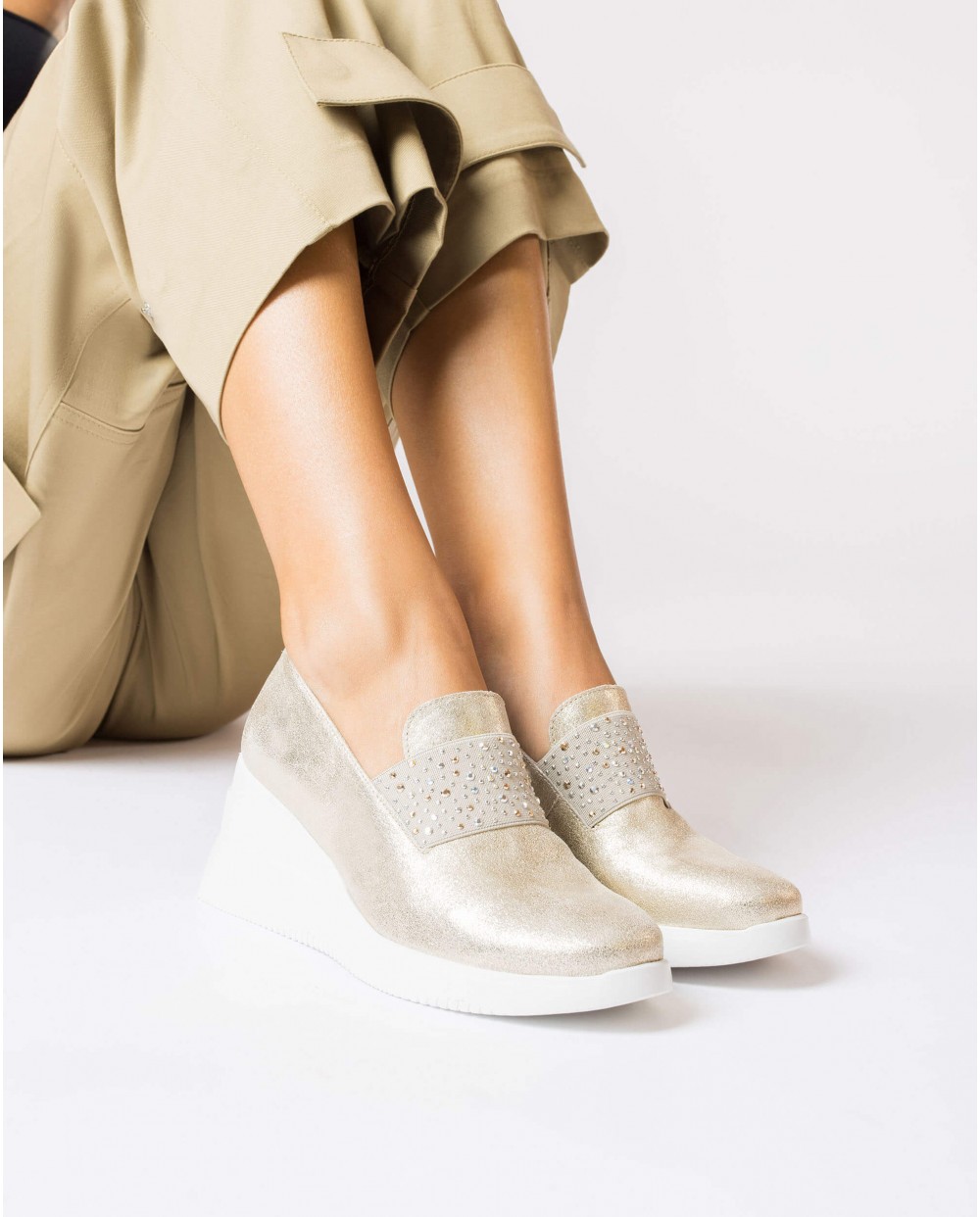 Wonders-Women shoes-Gold BONE Moccasin