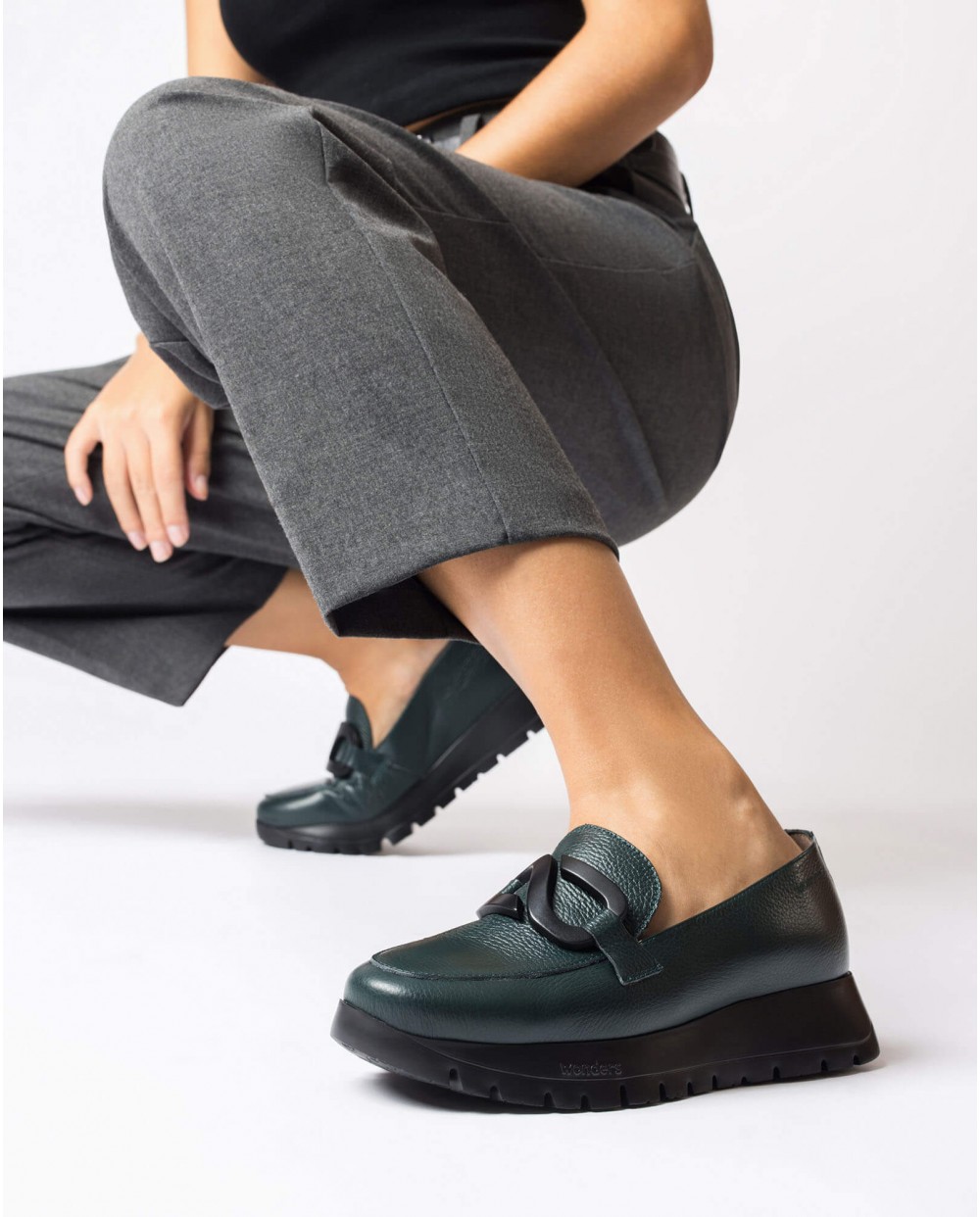 Wonders-Loafers-Green Rose loafer