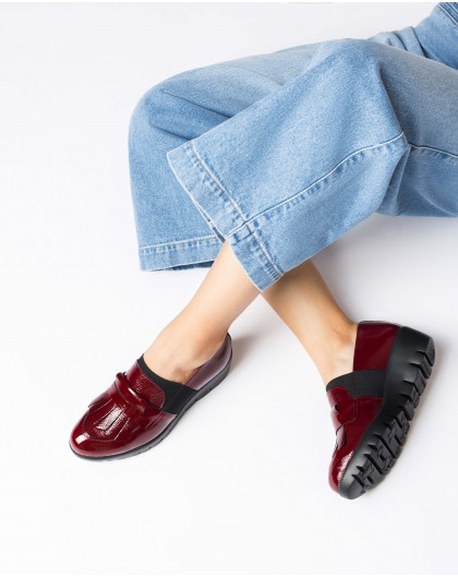 Wonders-Flat Shoes-Burgundy KENAI Moccasin