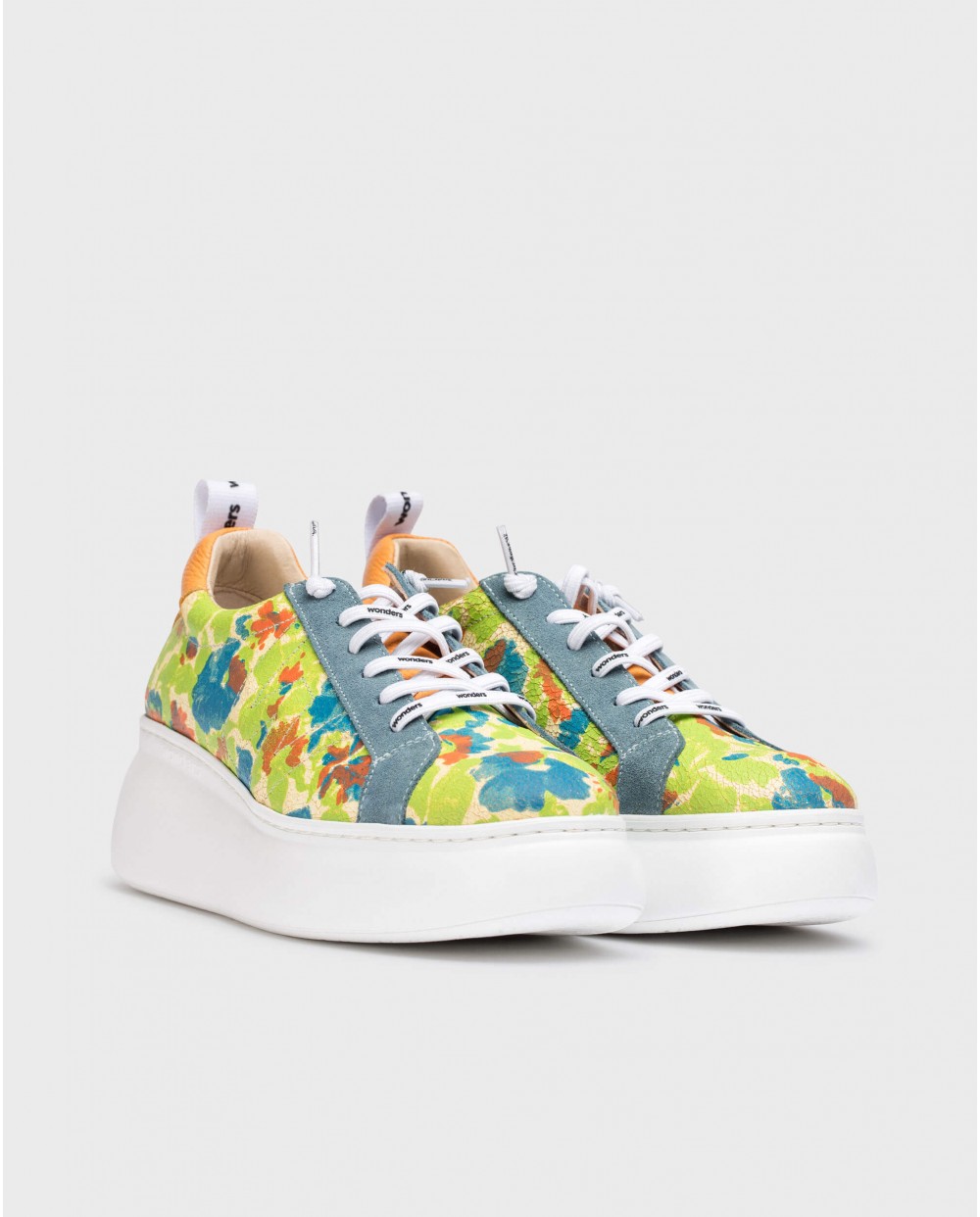 Wonders-Sneakers-Green Floral DORITA Sneaker