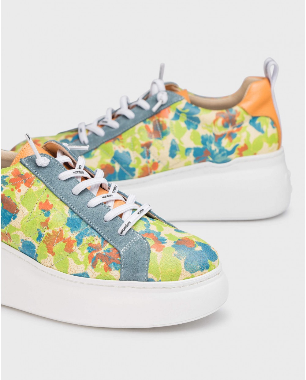 Wonders-Sneakers-Green Floral DORITA Sneaker