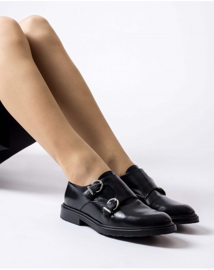 Wonders-Flat Shoes-Black ANDERSON Loafers