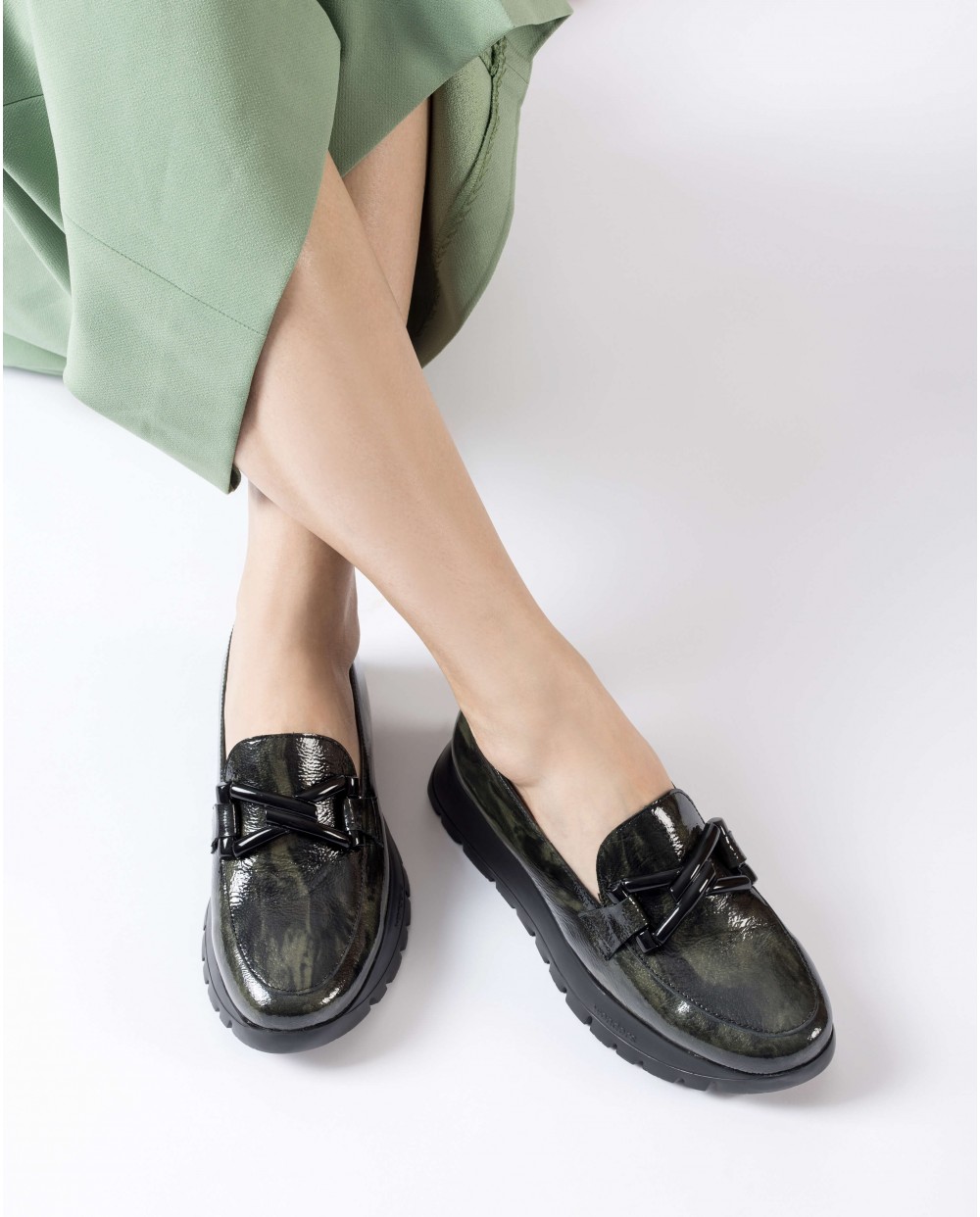 Wonders-Loafers-Green ROSE Loafers