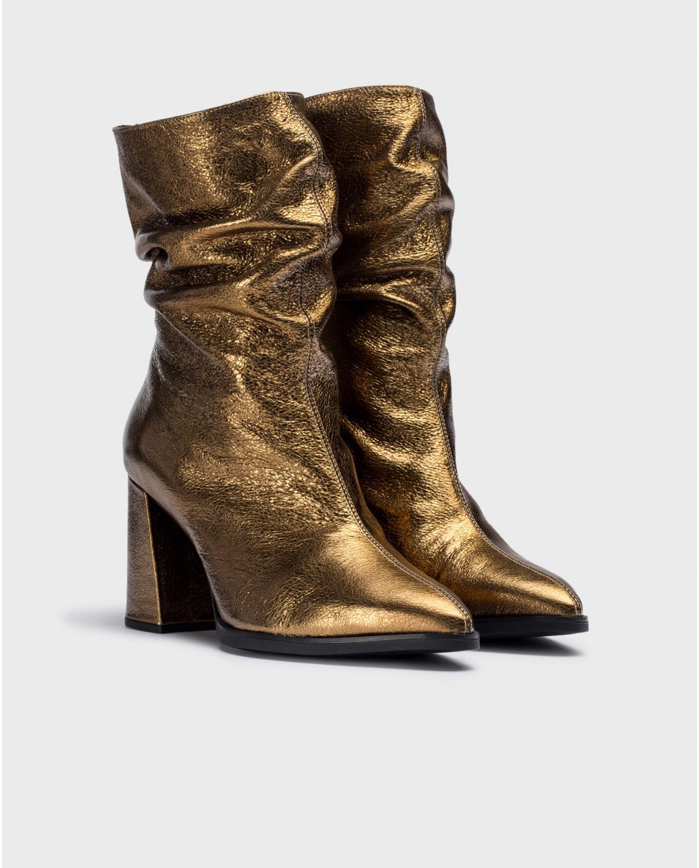 Wonders-Ankle Boots-Gold SALMA Ruched Booties