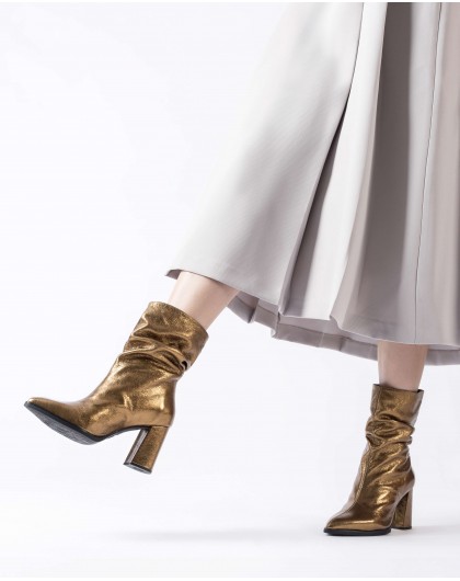 Wonders-Ankle Boots-Gold SALMA Ruched Booties