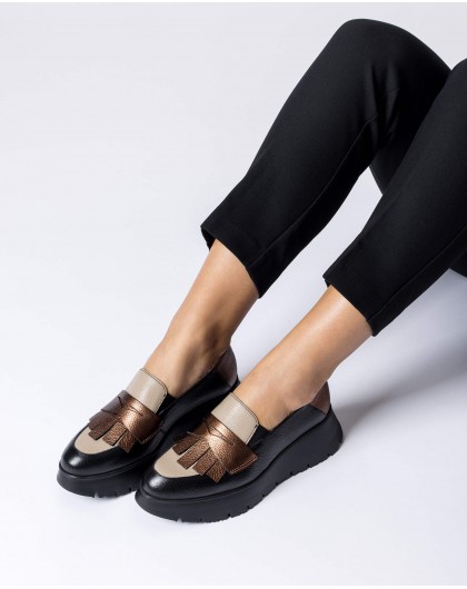 Wonders-Loafers-Gold MEDIANOCHE loafers