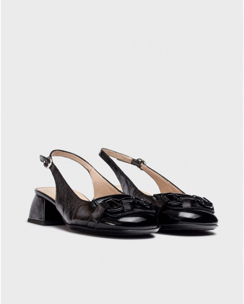 Wonders-Heels-Black CHARO Slingback