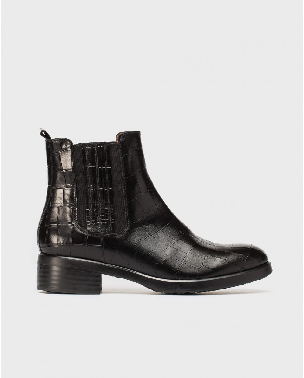 Wonders-Ankle Boots-Mock croc leather ankle boot with elastic