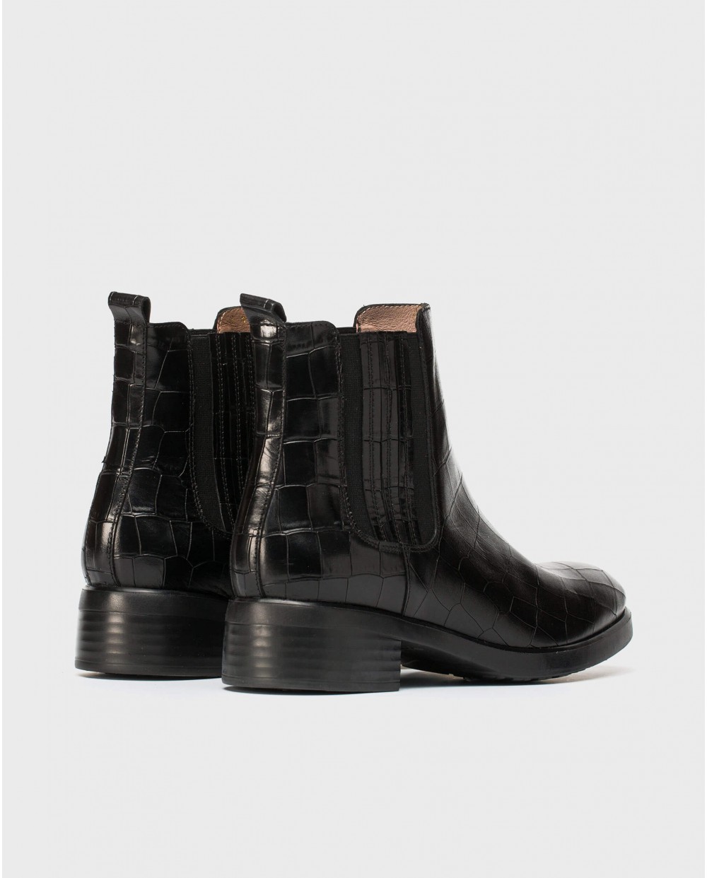 Wonders-Ankle Boots-Mock croc leather ankle boot with elastic